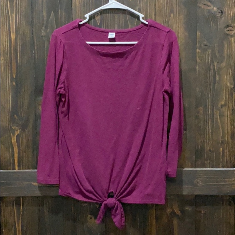 Tie front long sleeve top